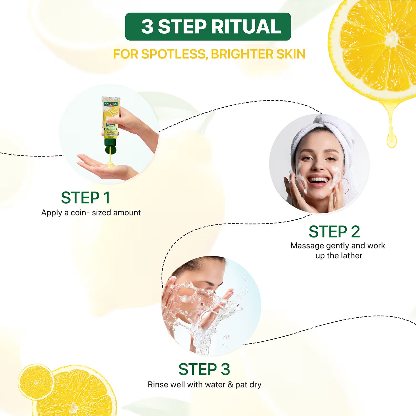 Nature's Essence Vitamin C Gel Face Wash | Infused with Yuzu Lemon & Niacinamide | Eliminates Excess Oil & Dirt | Brightens Skin | Removes Dark Spots, 50gm