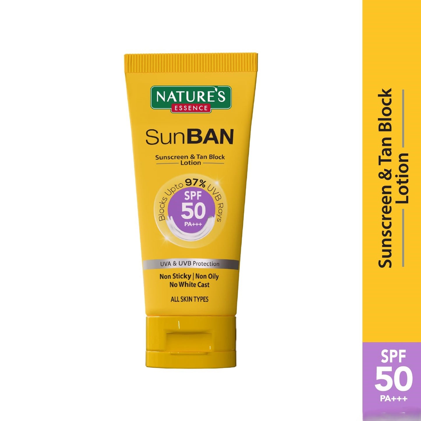 NATURES ESSENCE Sunban Suncreen SPF 50 PA+++ | No White Cast and Broad Spectrum Sun screen | For All Skin Types | Non Greasy | Lightweight | For Men & Women | 30ml