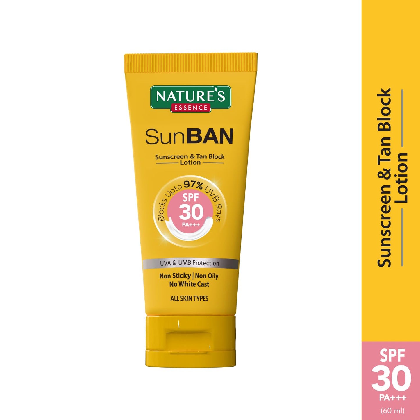 NATURES ESSENCE Sunban Suncreen Spf 30 Pa+++ | No White Cast And Broad Spectrum Sun Screen | For All Skin Types | Non Greasy | Lightweight | For Men & Women | 60Ml