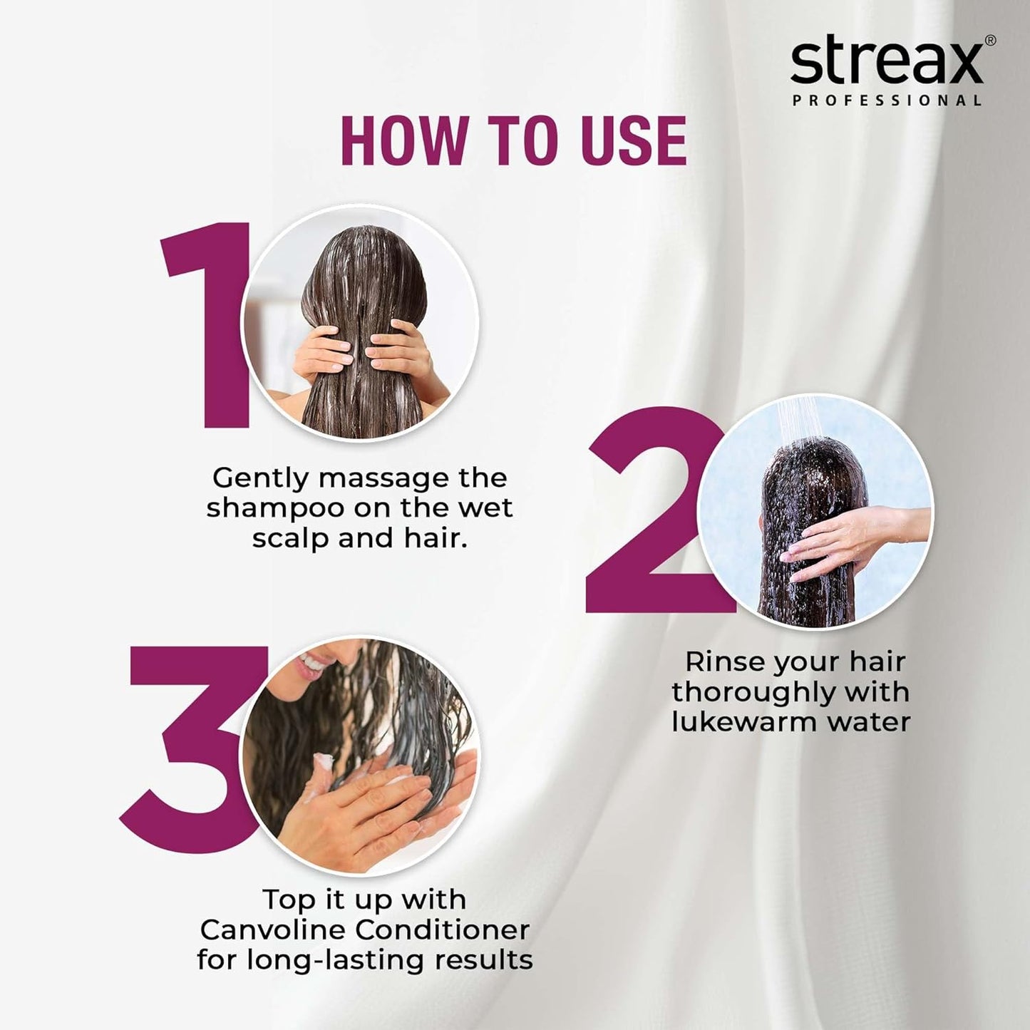 Streax Professional Canvoline, Sulphate Free for Women, Keratin, For Straightened hair Post care, With Kera-Change Complex, Sulphate & Paraben Free Shampoo