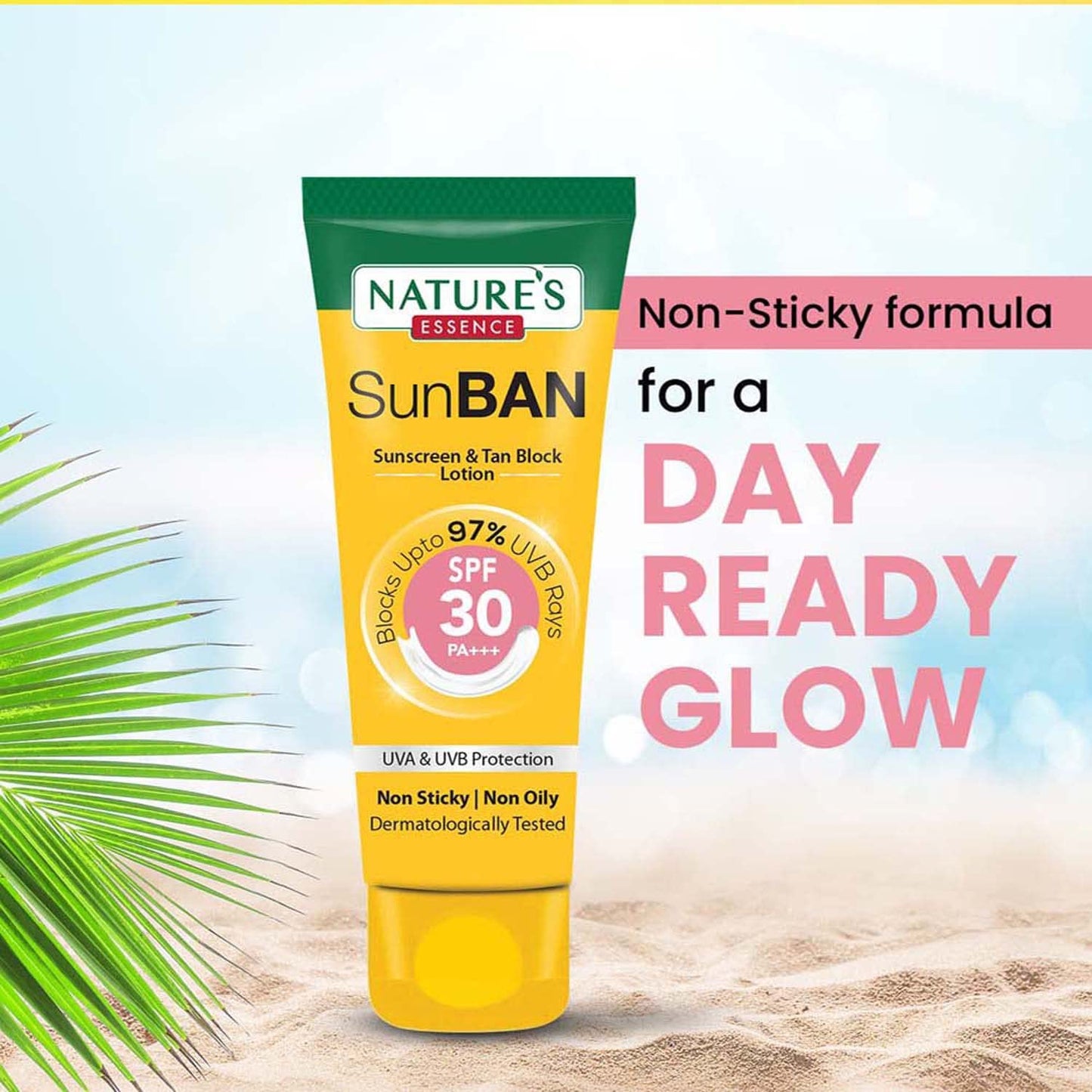 NATURES ESSENCE Sunban Suncreen Spf 30 Pa+++ | No White Cast And Broad Spectrum Sun Screen | For All Skin Types | Non Greasy | Lightweight | For Men & Women | 30Ml