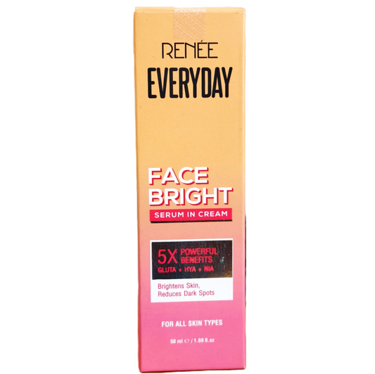 RENEE Everyday Face Bright Serum In Cream | Brighter, Hydrated Skin | Reduces Dark Spots, Even Skin Tone | With Niacinamide, Hyaluronic acid & Glutathione | 50 ml