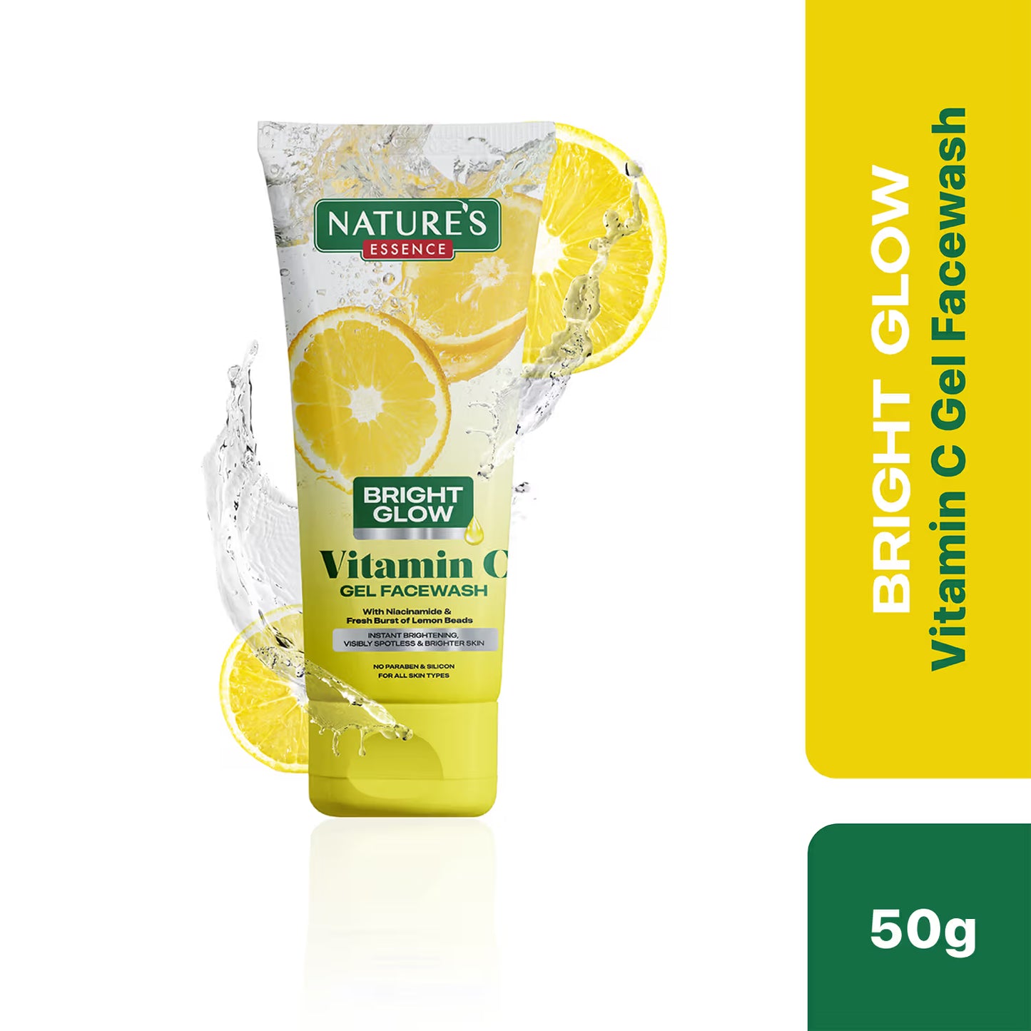 Nature's Essence Vitamin C Gel Face Wash | Infused with Yuzu Lemon & Niacinamide | Eliminates Excess Oil & Dirt | Brightens Skin | Removes Dark Spots, 50gm
